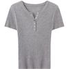 BETU Women's Slim-Fit V-Neck Knit Short Sleeve Top