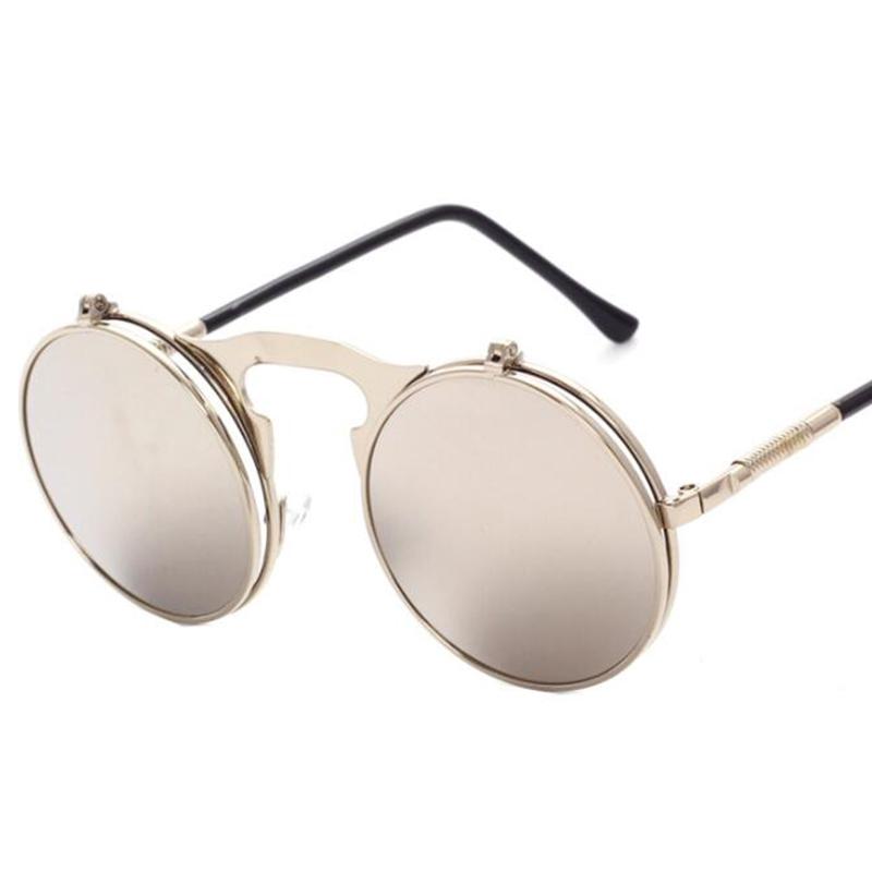Sph -0.5 Do -6 Steampunkowe Książęce Okulary Przeciwsłoneczne z Odchylanymi Soczewkami Okrągłe Metalowe Oprawki Okulary Przeciwsłoneczne Męskie Damskie Markowe Projektanckie Okrągłe Okulary