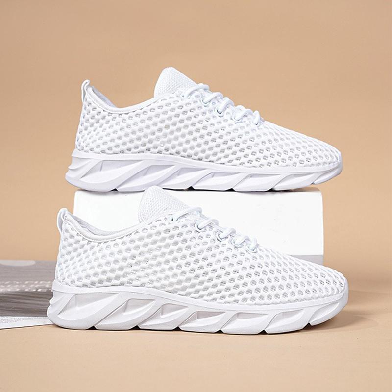 New Mesh Sports Shoes, Summer Hollow Breathable Running Shoes External Lace Up Casual Shoes