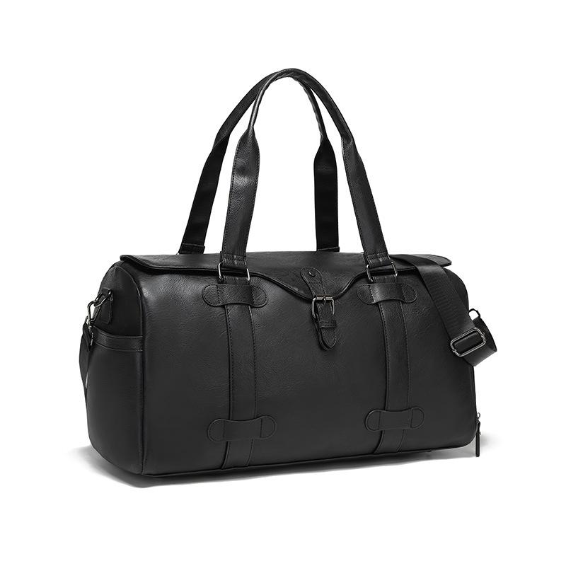 Wear-resistant PU Travel Bag Business Style Solid Color Outdoor Single Shoulder Luggage Storage Bag