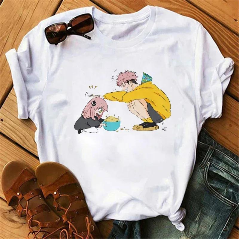 Anime Spy X Family Tişört Kadın Japon Harajuku Modası Kısa Kollu Tişörtler Yazlık Üstler Kawaii O Yaka Kadın Tişört Üst Unisex