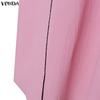 VONDA Elegant Women Batwing Sleeve Belt Waist Casual Loose Maxi Dress