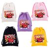 Cars Lightning McQueen Drawstring Bags Cartoon Anime Character Print Large Capacity Canvas Storage Bag Party Gift Candy Bag