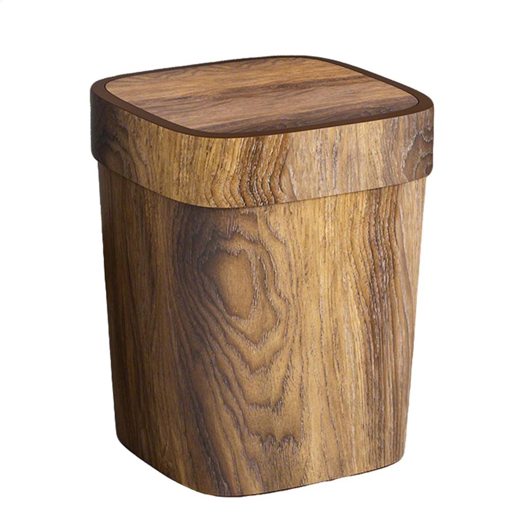 Trash Can Rectangle Garbage Waste Bin 12L Decorative Odor-Proof Litter Bin with Swing Lid for Laundry Room Farmhouse Bathroom