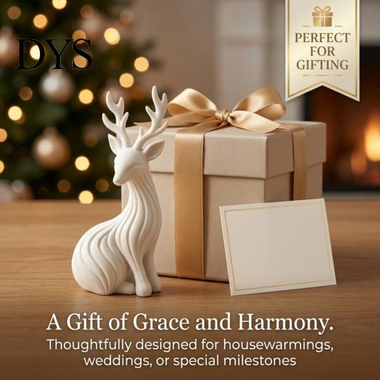 Festive Table Decor for Holiday 3D Printed Reindeer Figurine, Minimalist Sitting Deer Sculpture, Small Animal Figurines Office Christmas Tabletop