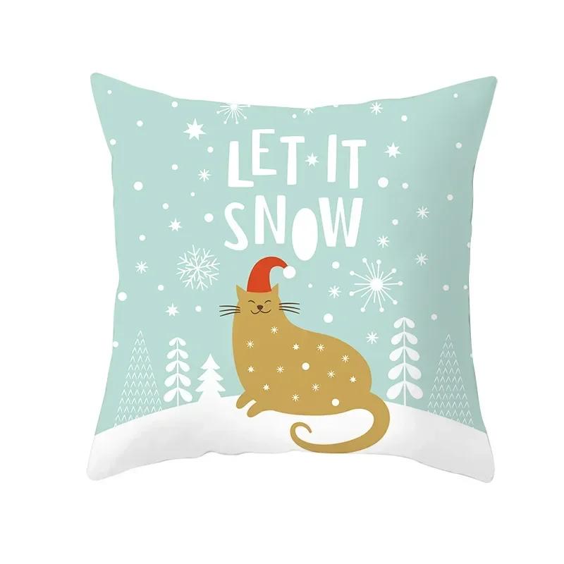 Polyester Fiber Green Series Christmas 2024 Pillow Cover Sofa Cushion Home Decorative Pillows Cover