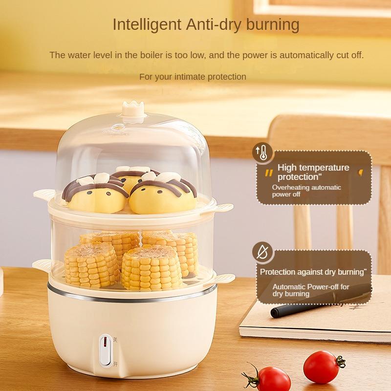 220V Single/Double Layer Electric Egg Steamer Multi Egg Boiler Food Steaming Cooker Multi Cooker Pot for Breakfast
