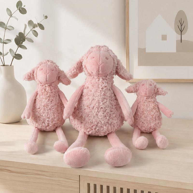 Poupée Agneau à Longues Jambes 30 cm Jouet en Peluche Rempli Blanc Rose Kaki Mouton de Prairie Animal Peluche Compagnon Cadeau Apaisant