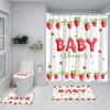 Strawberry Pink Shower Curtain Set Girls Woman Fruit Summer Bathroom Decoration Bathtub Rug Mat Home Carpet Toilet Lid Cover
