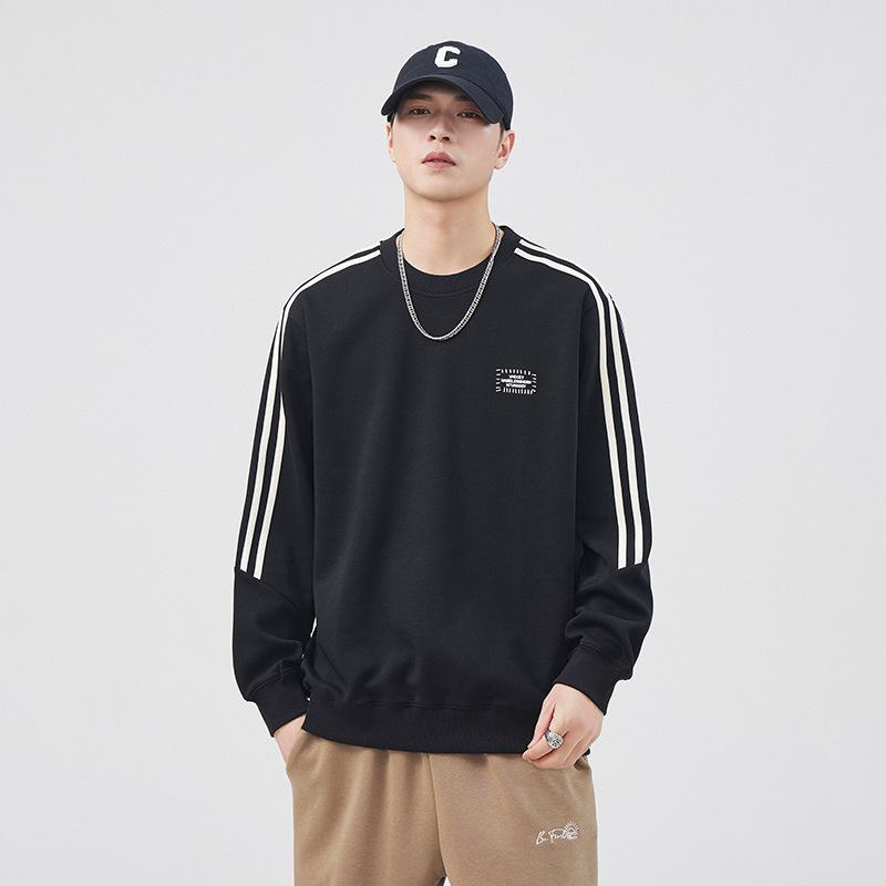 Американский тяжелый полосатый свитер с круглым вырезом для мужчин — фото 3