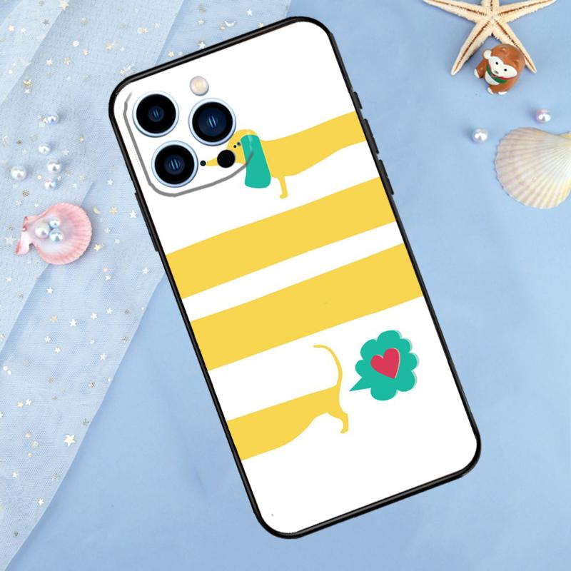 Cartoon Dachshund Sausage Dog Case For iPhone 17 Pro Max 16 15 14 12 11 13 Pro Max Plus 12 13 Mini 16e 17 Air Back Cover