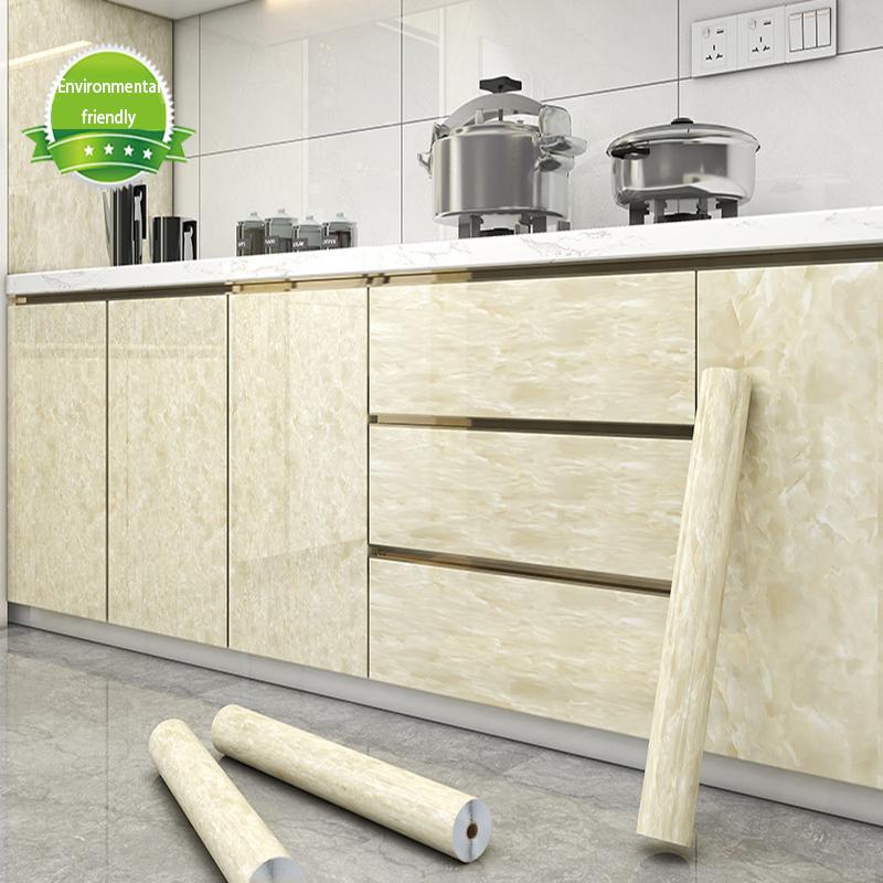 Self-Adhesive Cabinet Sticker Kitchen Countertop Oil-Resistant Waterproof Furniture Refinishing Closet Door Color Change Film