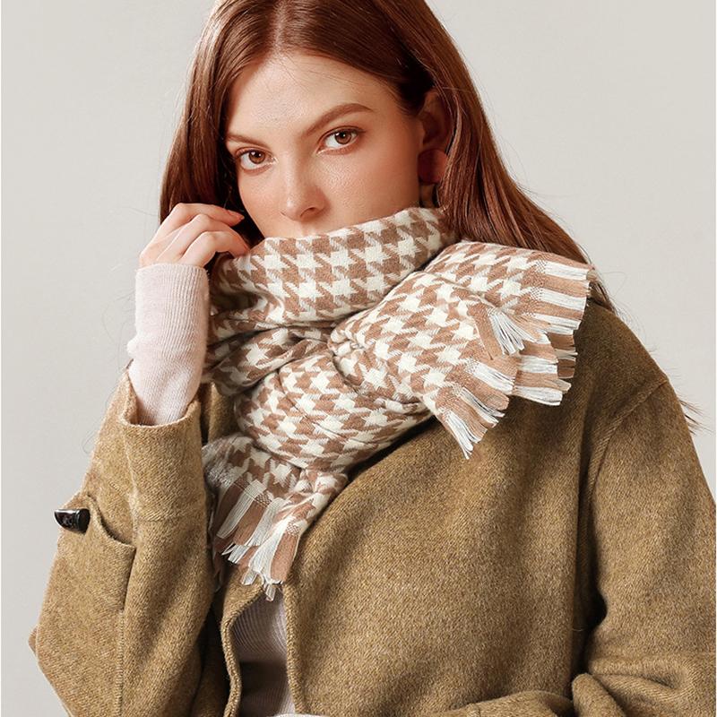 

Starbird grid 2022 Winter Warm Pashmina cashmere Scarf women style Mencolorful plaid designer neck wrap knitted Scarves Tassel One Size