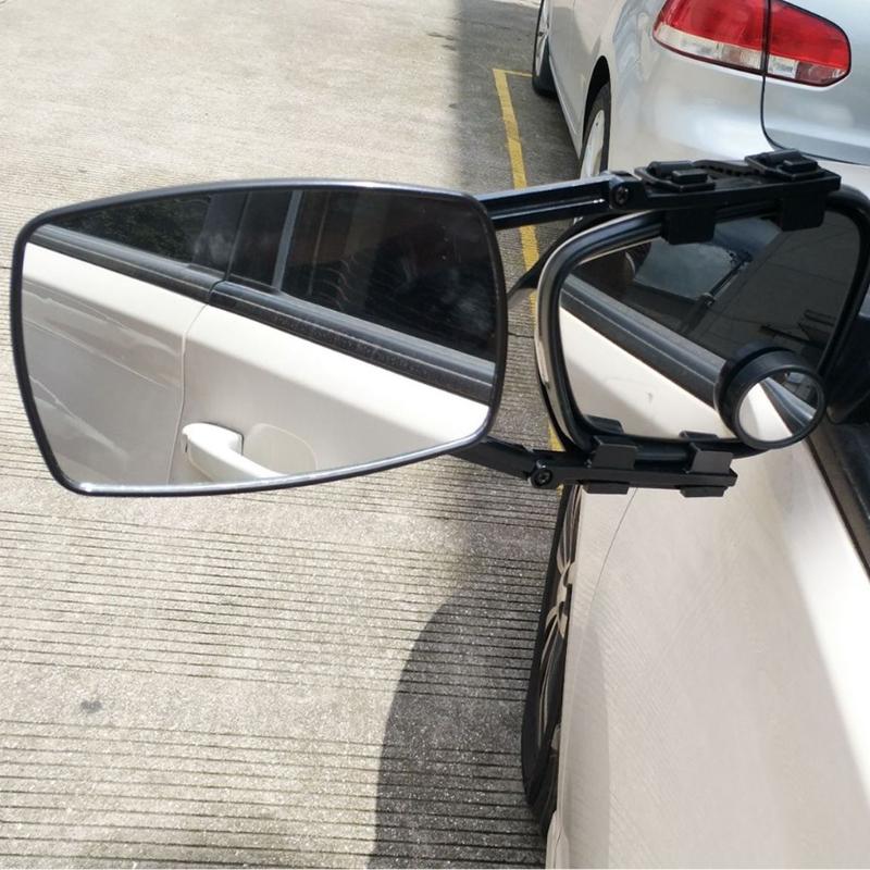 2PCS Clip-On Towing Mirror Adjustable Strap Mount Side Mirrors With Shatterproof Glass For Driving Safety