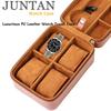 Juntan Hard Travel Watch Case Storage Organizer for Watches and Zippered PU Leather Watch Travel Box for Ring and Watch Storage for Men and Women