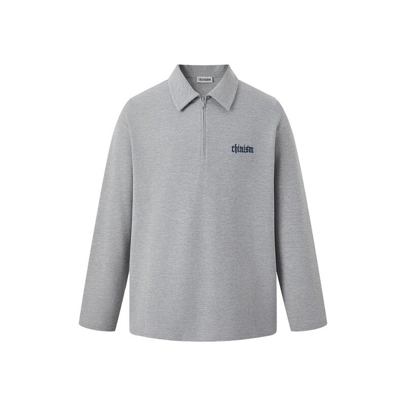CHINISM Men s Heavy Waffle Texture Long Sleeve Polo Shirt 2XL