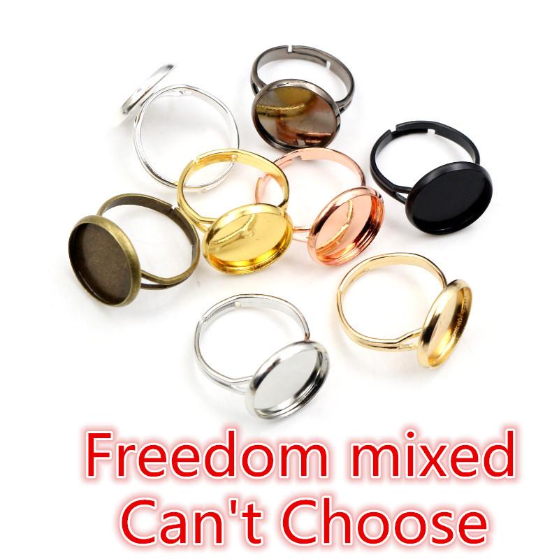10pcs/lot Adjustable Blank Ring Base Fit Dia 10 12 14 16 18 20 mm Glass Cabochons Cameo Settings Tray Diy Jewelry Making Ring