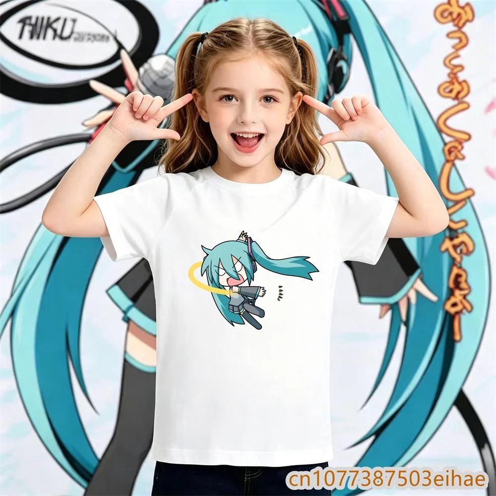 2026 Summer Hatsune Miku Y2K Retro Style Loose Printed ShortSleeved TShirt for Childrens Sporty Outfit