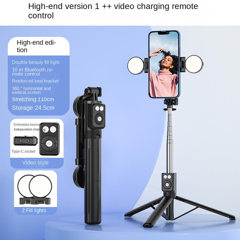 Wireless Selfie Stick Phone Holder Retractable Multifunctional110cm Mini Tripod With LED Selfie Light Bluetooth Remote Shutter 7