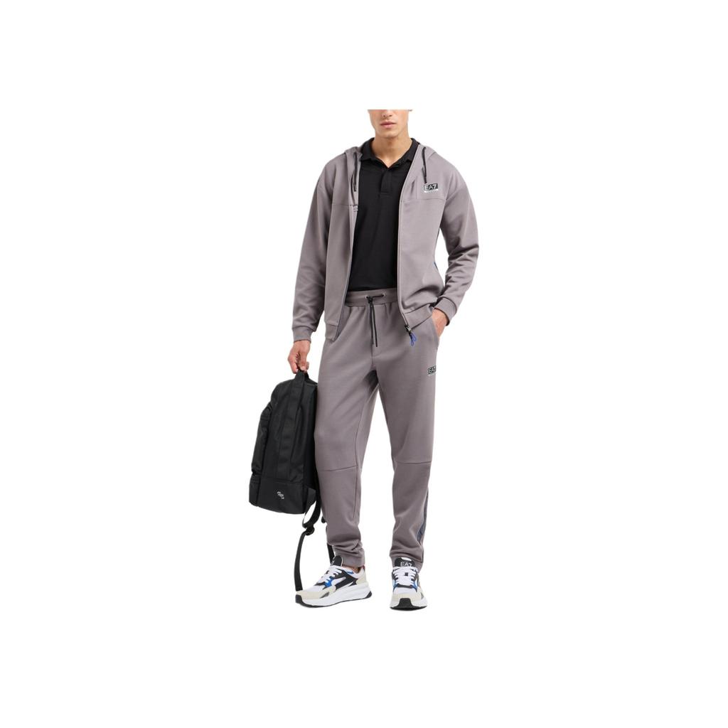 Emporio Armani EA7 FW24 Logo Print Drawstring Waist Long Jogger Knit Sports Pants Men Bottoms Gray 6DPP67-PJUWZ-1992