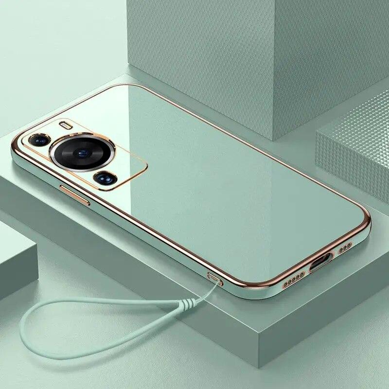 Für Huawei P60 Hülle, Huawei P60 Pro Hülle, Huawei P60 Art Handyhülle LNA-LX9 MNA-LX9, luxuriöse quadratische Beschichtung, stoßfeste Rückseite