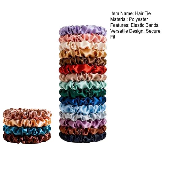 19Pcs Women Hair Tie Smooth Satin Elastic Hair Bands Gentle On Scalp Hair Ropes Daily Party Outing Hair