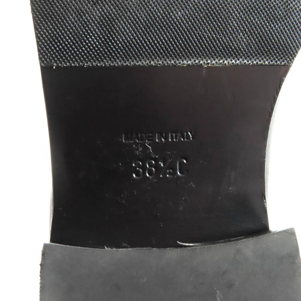 Great CHANEL short boots black leather Women 38.5 G39566 Used