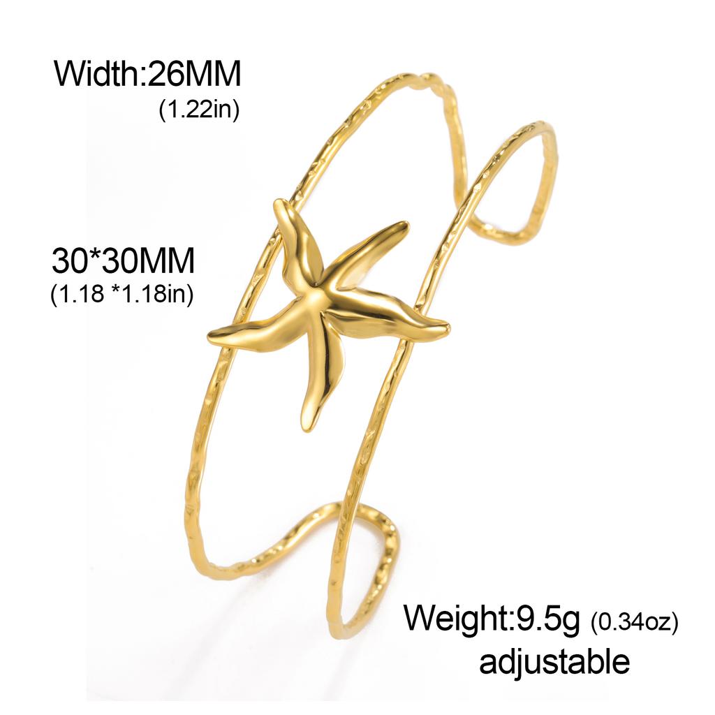 Cazador Starfish Cuff Bracelets for Women Stainless Steel Adjustable Waterproof Bangle Bracelet Jewelry Mother's Day Gift