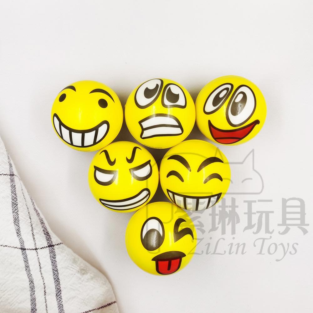 Jucărie Bilă Decompresie 63mm Față Zâmbitoare Emoji Galbenă din Spumă PU