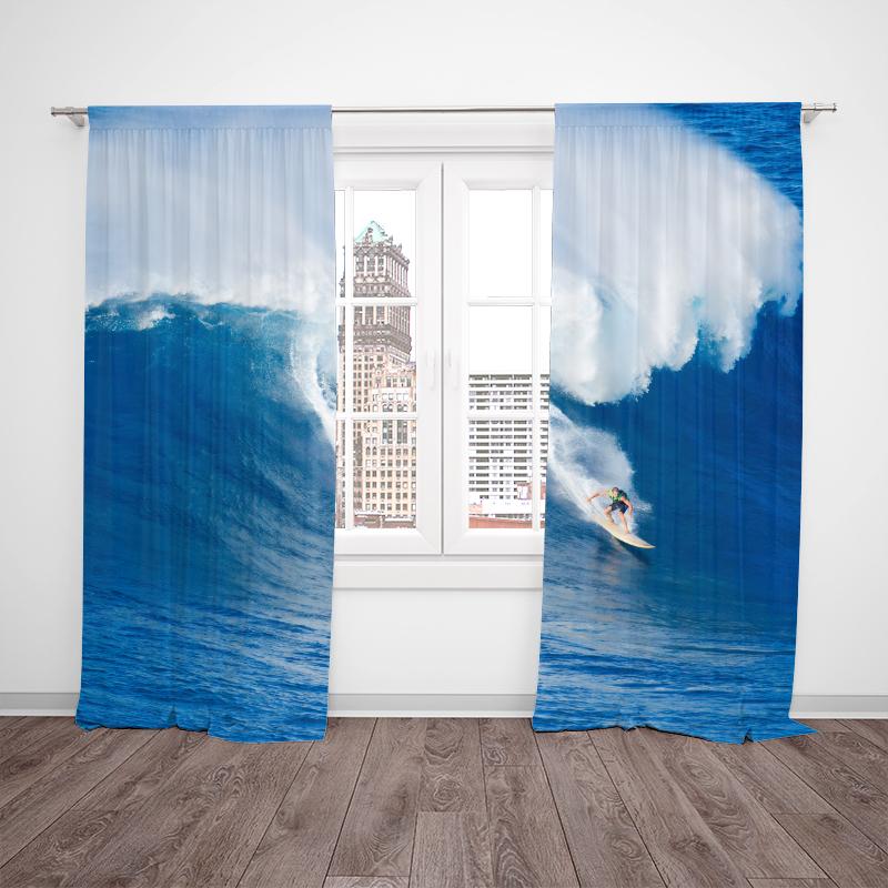 Sea surfing tuya- Printed curtain - Polyester material - suitable for home - Bedroom curtain and living room decoration