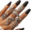 Set of Silver Rings Metal Antique Silver Punk Snakes Snake