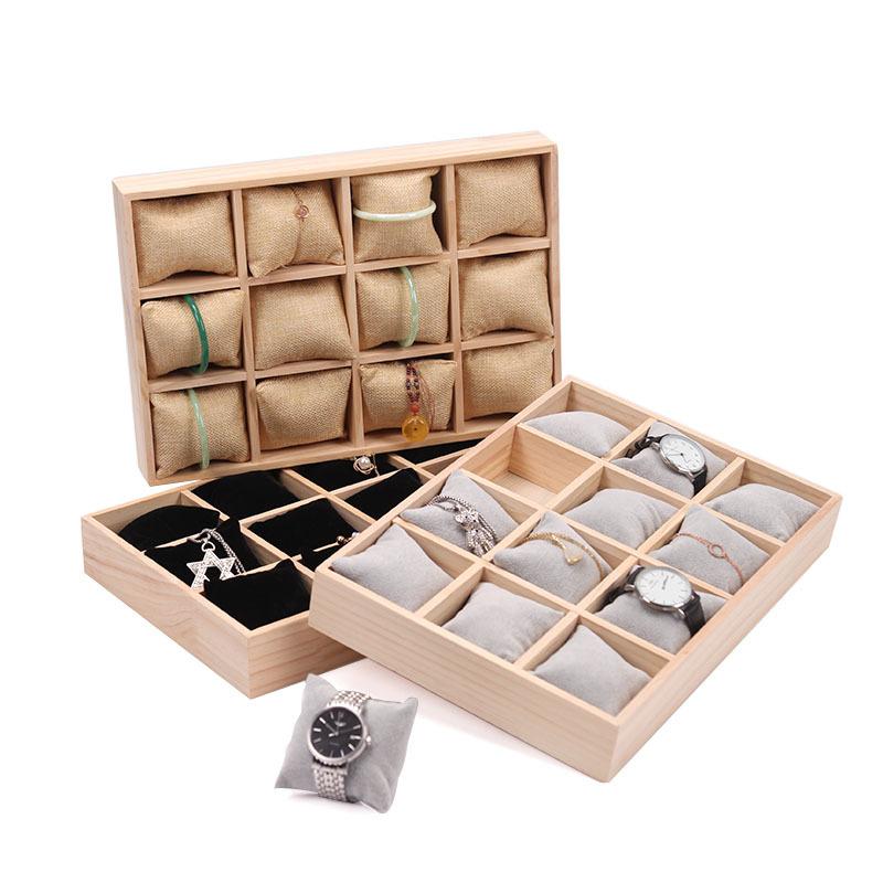 Solid Wood 12 Digit Pillow Plate Watch Bracelet Storage Display Frame - Elegant Organizer for Timepieces And Accessories