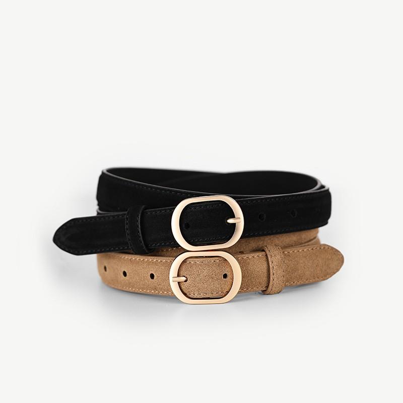 Womens Suede Leather Belt With Pin Buckle Casual Slim Waistband Jeans Dressy Outfits