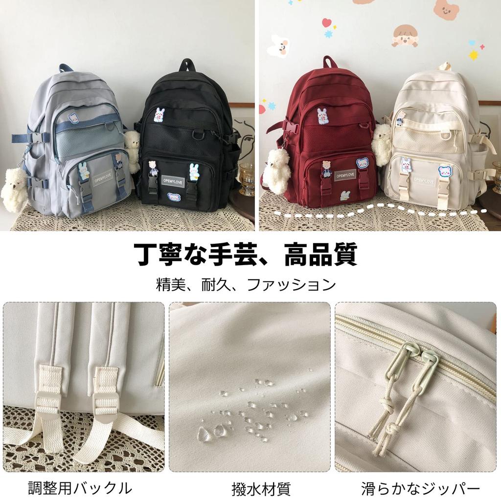 FANDARE Backpack for Men and Large Laptop Back for Middle High and College Perfect for and Nylon Cute Plush Toy and Button Badge Blue Women, Capacity,