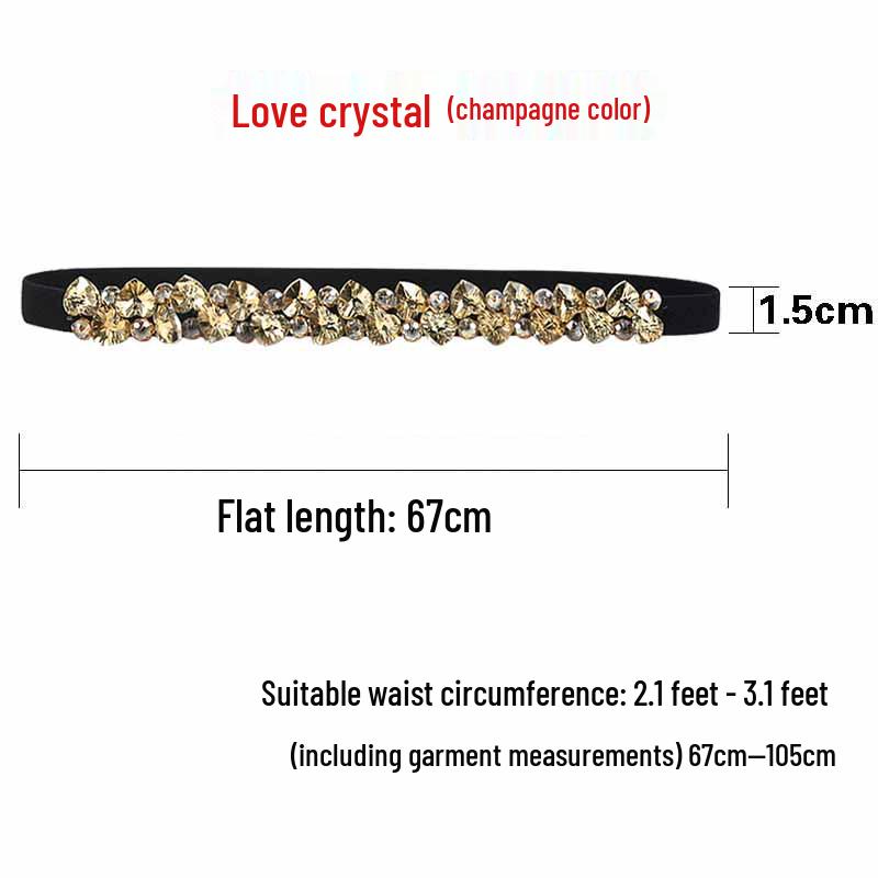 Crystal Rhinestone Elastic Waist Belt for Women's Dresses and Sweaters