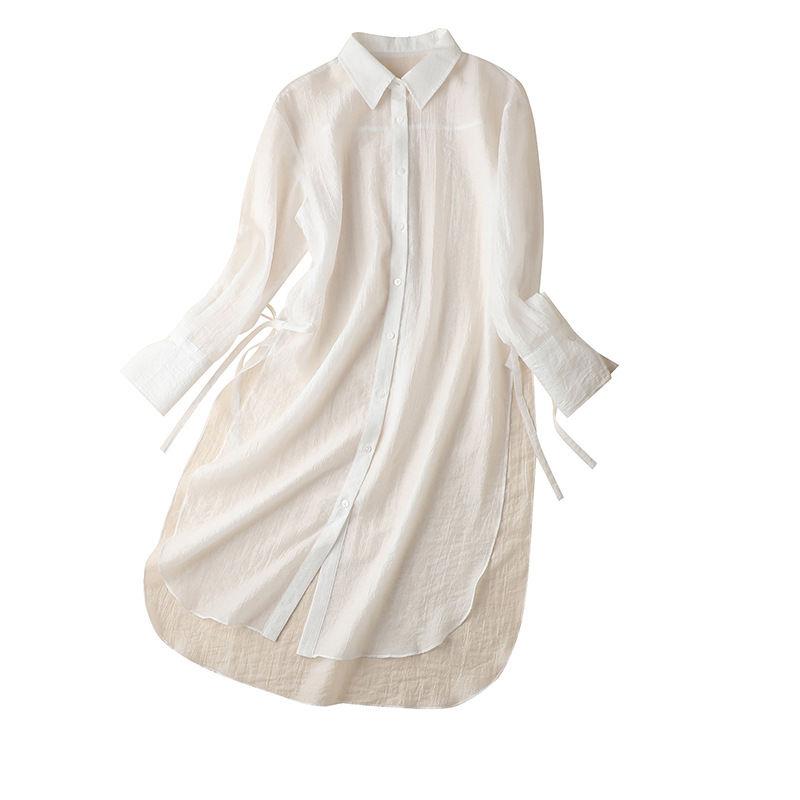 Damen Langarm Sonnenschutzhemd Locker Lässig Mittellang Strickjacke Hemd Dünn