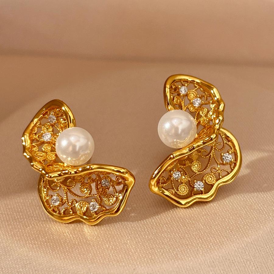 

Неправильные серьги-гвоздики с цирконами, покрытые золотом - Роскошный, модный и универсальный дизайн