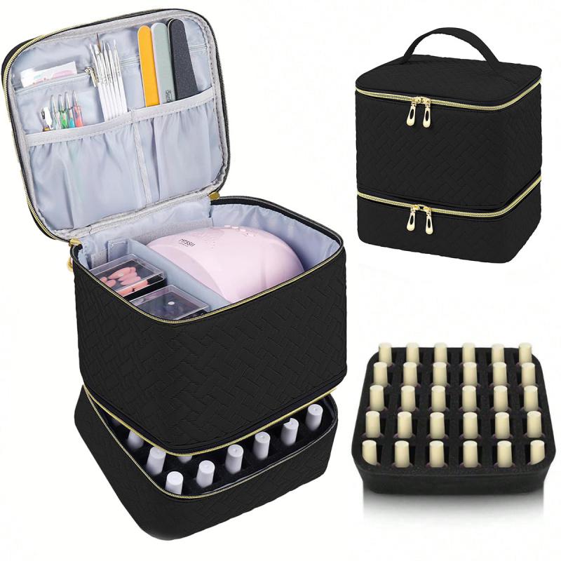 Large-capacity High-end Makeup Bag, Portable Double-layer Nail Polish Storage Bag, Handbag Storage Bag