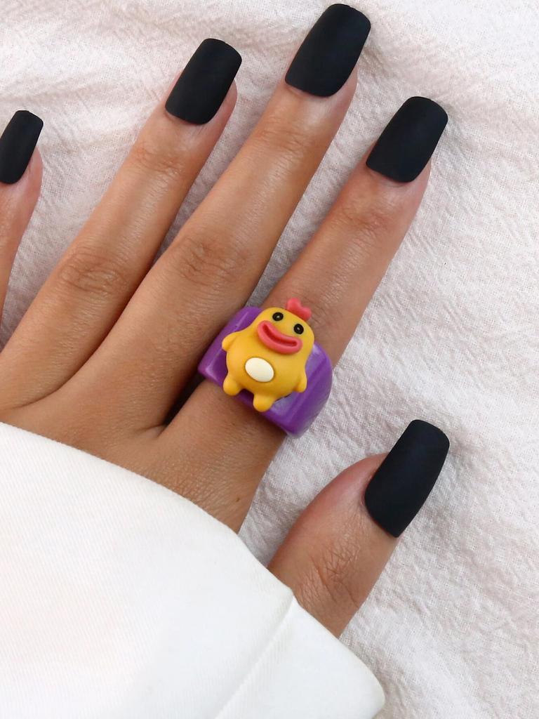 Cartoon Fruit Ring Women Fashion Korean Cute Animal Resin Acrylic Ring Set Christmas Birthday Party Gift Jewelry for Female Girl