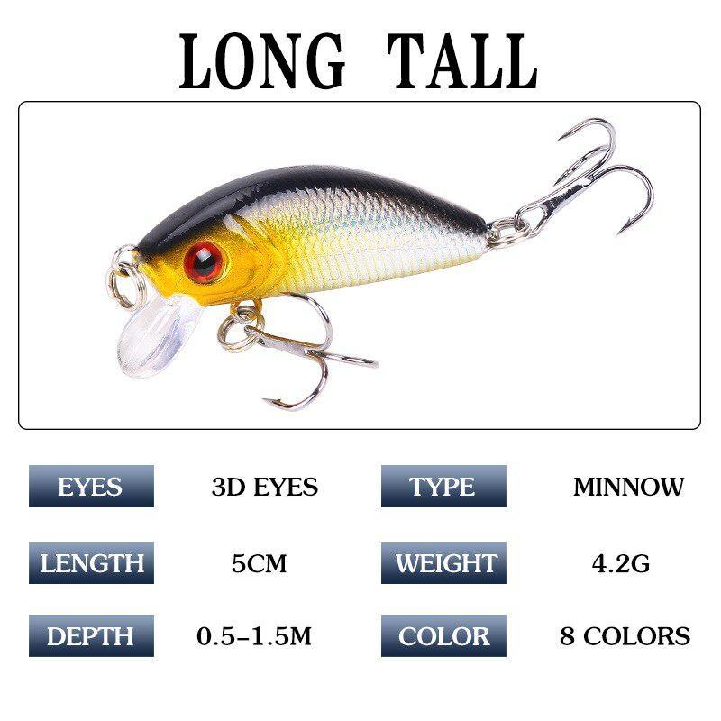 1PCS Minnow Fishing Lure 50mm 4.2g Hard Bait Jig Bait Carp Striped Bass Fishing Tackle Fishing Lure Carp Bait