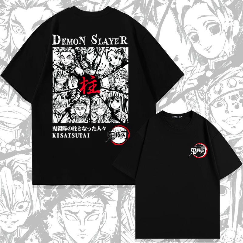 Demon Slayer Animation Derivatives Kamado Tanjirou Tshirt Printing Mens 2025 Summer Fashion Casual Oversized Streetwear