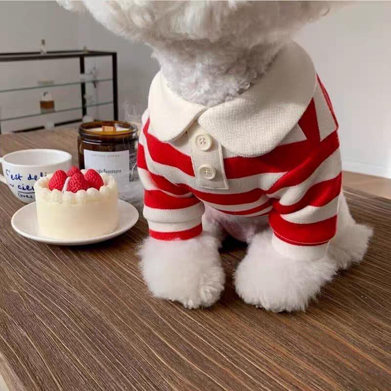 Sommer Polohemd für Hunde Welpenkleidung Bichon Frise Chihuahua Streifen Hunde Sweatshirt Hunde Kühlweste für kleine und mittelgroße Hunde