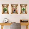 3Pcs Watercolor Realistic Potted Flower Plant Wall Stickers Removable For Bedroom Living Room Nursery Decoration Wall Decals