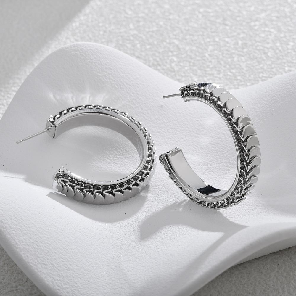 Exaggerated Scale C-Shape Hoop Earrings - Ins Style Light Luxury Statement Earrings for Women