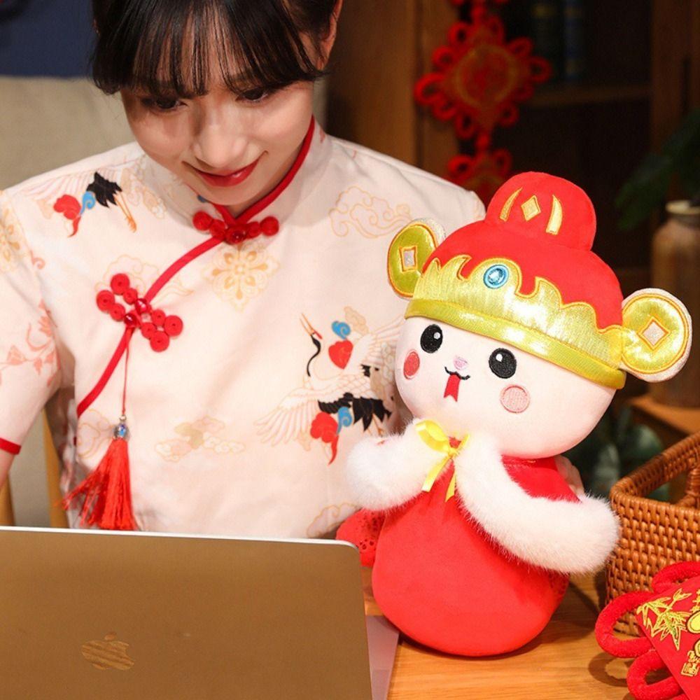 Good Luck Wealth Snake Year Mascot Toy Big Eyes Lucky Snake Doll Snake Year Plush Toy  Home Decor