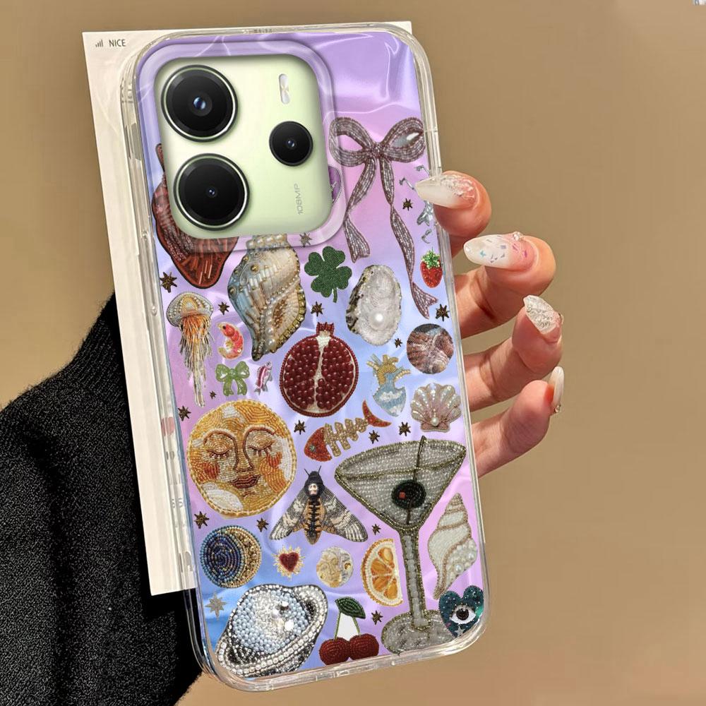 Purple Face Sun Stars Women Girls Phone Case for Xiaomi Redmi Note 14 13 12 11 11S 10 9 8 Pro 9C 13C 14C A5 A3 A4 A3X A1 Cover