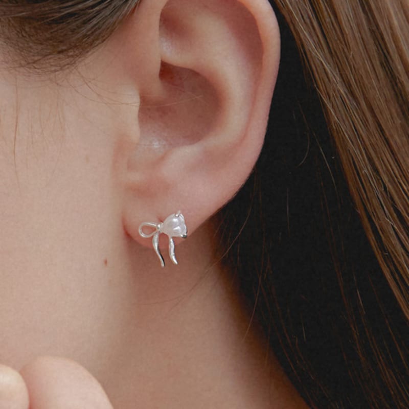 Primaute [SILVER925]Petit Ribbon Pearl Earring