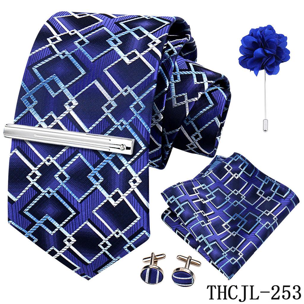 Men'S Business Dress Tie 5-Piece Groom Best Man Dress Accessories Gaowei Dense Jacquard Tie Worker