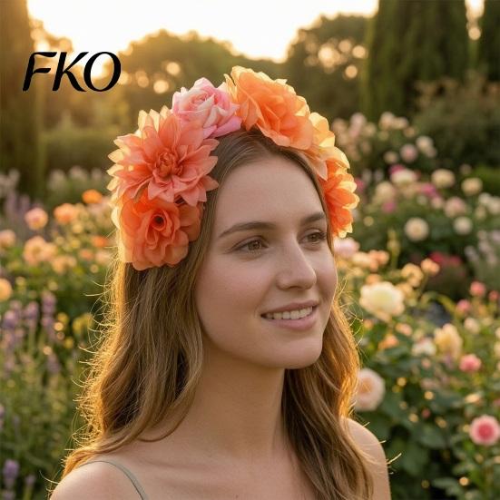3D Flower Hairband Flowers Hair Hoop, Halloween Party Headband, Simulated Stable Rose Headband for Vacation Dance Accessories Gift Long-lasting