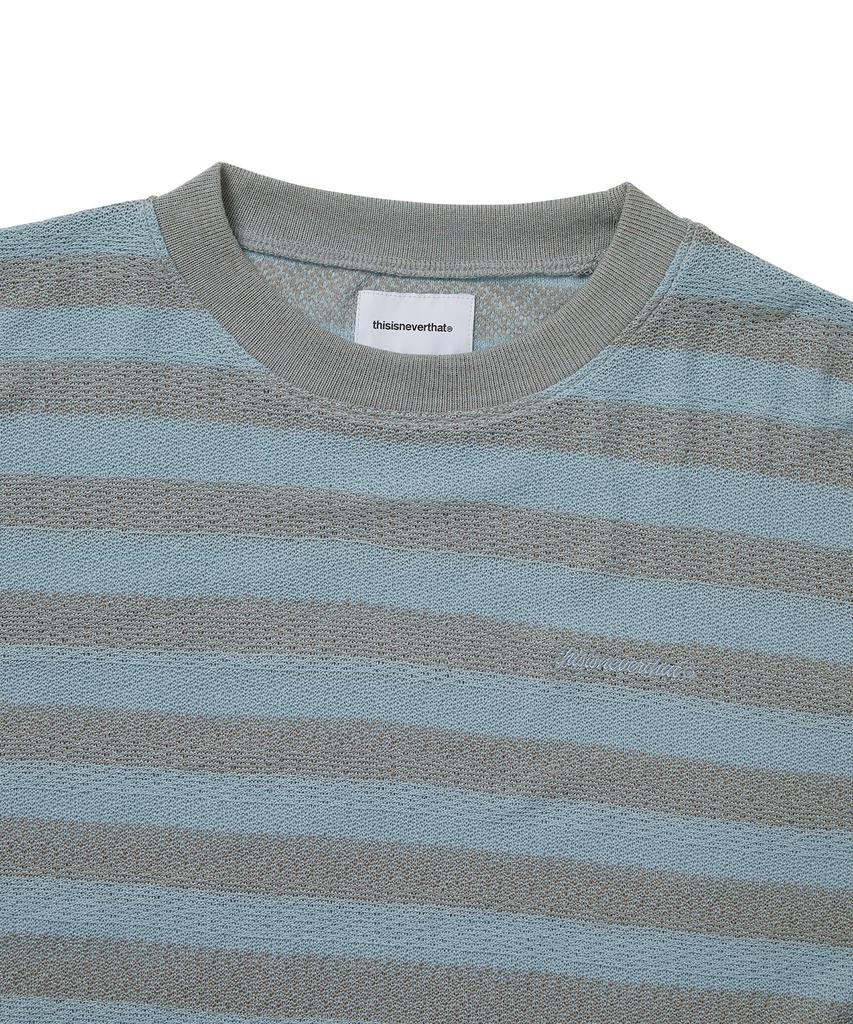 This Is Never That Mesh Striped W Crewneck Sky Blue